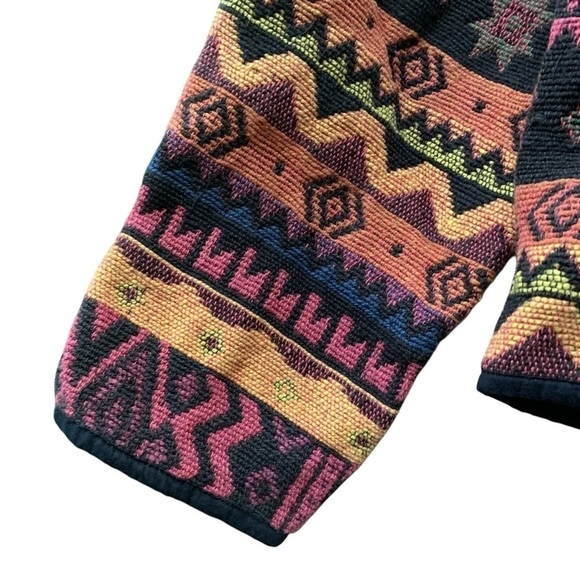 Fiorlini International Southwest Tapestry Cropped Striped Buttoned Coat Jacket M - Picture 5 of 7